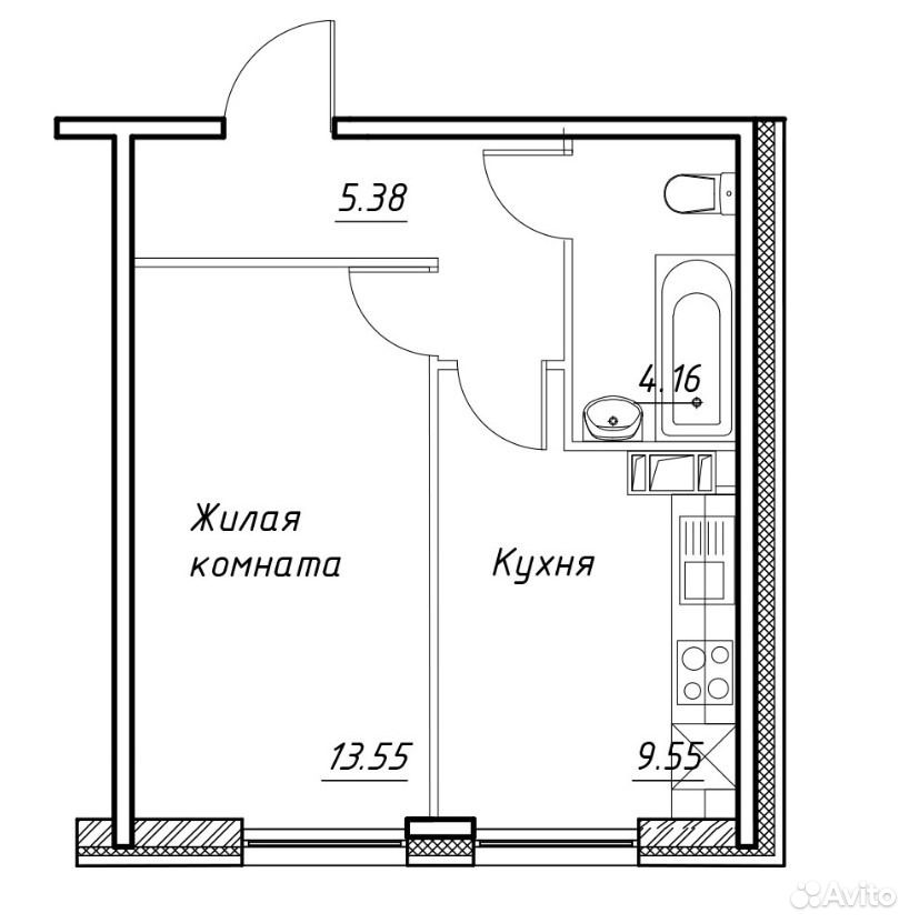 Типовой план однокомнатной квартиры