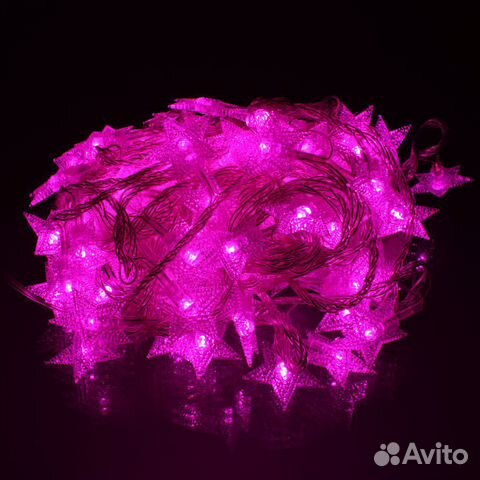 Гирлянда звёзды 40 свд, 5 метров, синяя, малина, ж