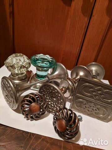 Ручка дверная СССР сталь, медь, стекло