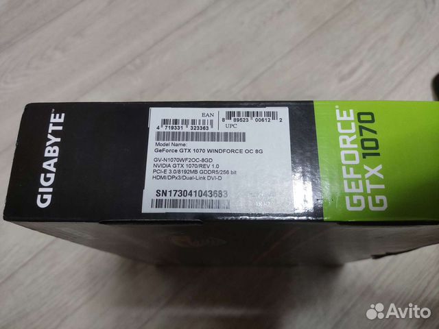 Видеокарта gtx 1070 Gigabyte 8Gb