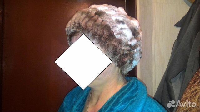 Вязанная шапка кролик рекс.(новая)