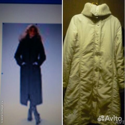 Пальто на синтепоне, чёрное и белое Пальто на синтепоне, чёрное и белое