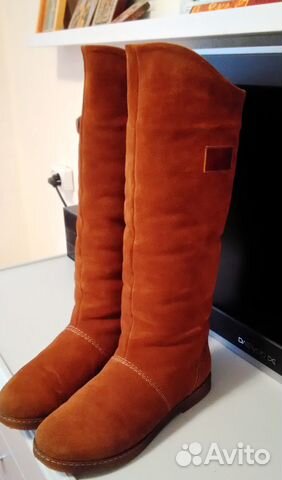 Сапоги зима рыжие замшевые без замка Сапоги зима рыжие замшевые без замка