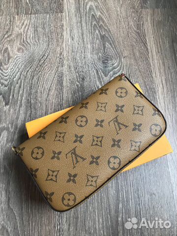 Клатч Louis Vuitton reverse кошелёк LV с красной к