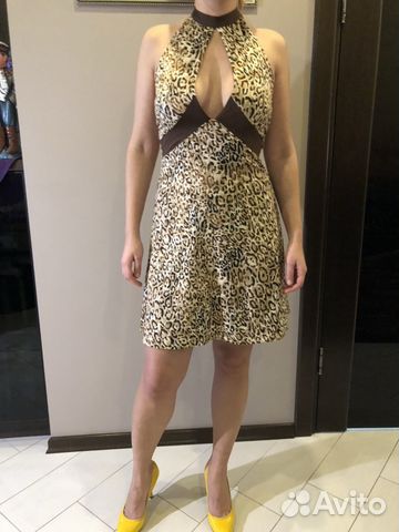 Платье леопардовый трикотаж, размер S-M Платье леопардовый трикотаж, размер S-M