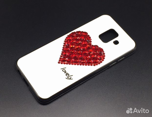 Чехол SAMSUNG A6 Lovely Red Стразы Красное Сердце Чехол SAMSUNG A6 Lovely Red Стразы Красное Сердце