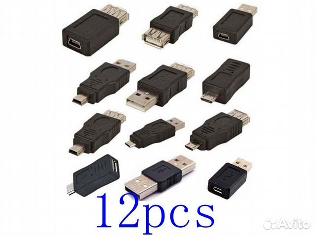 Набор переходников 12шт. miniUSB/microUSB/USB