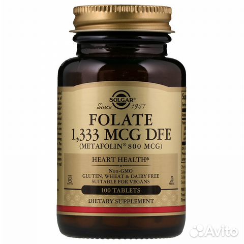 Solgar, Folate as Metafolin, 800 mcg, 100 Tablets