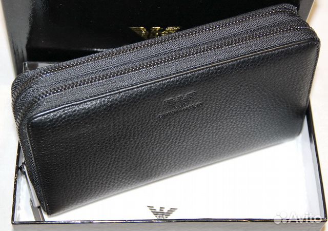 Мужской кожаный клатч -GA- black 2X lux new