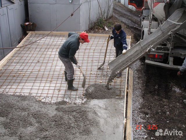 укладка бетона по перекрытиям толщиной 100 мм