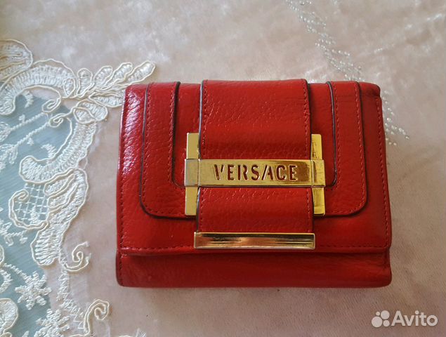 Кошелек versace оригинал италия красный кожаный