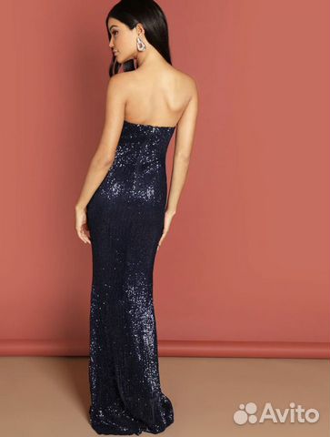 Вечернее платье новое длинное синее