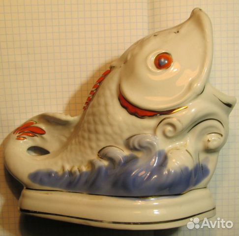 Статуэтки СССР рыбка салфетница и графин петушок