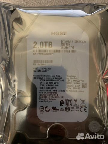 Жесткий диск 2Tb hgst SATA 6Gb Ultrastar 7K Новый