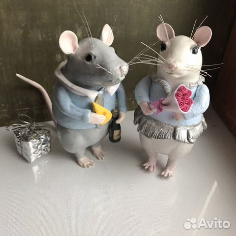 Крыски новогодние из глины Крыски новогодние из глины