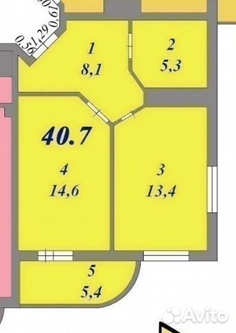 1-к квартира, 40 м², 2/7 эт.