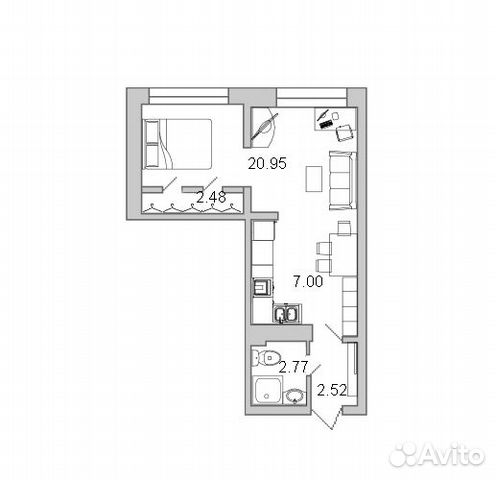1-к квартира, 35.7 м², 1/17 эт. 1-к квартира, 35.7 м², 1/17 эт.