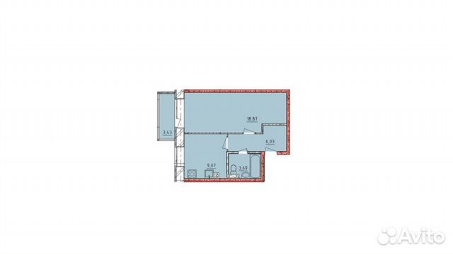 1-к квартира, 39 м², 1/6 эт. 1-к квартира, 39 м², 1/6 эт.