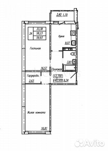 2-к квартира, 59.9 м², 5/16 эт. 2-к квартира, 59.9 м², 5/16 эт.