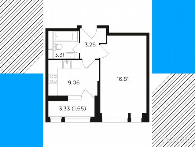 1-к квартира, 34.1 м², 19/22 эт. 1-к квартира, 34.1 м², 19/22 эт.