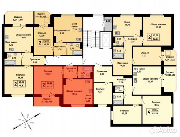 2-к квартира, 45.3 м², 7/10 эт.