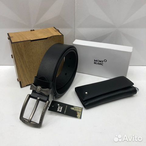 Мужской набор ремень + ключница из кожи Montblanc Мужской набор ремень + ключница из кожи Montblanc