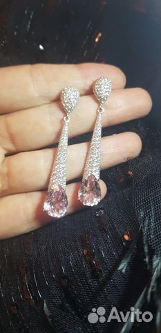 Серьги с кунцитами и бриллиантами 2.7 карат