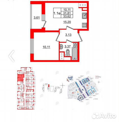 1-к квартира, 31.8 м², 21/25 эт.