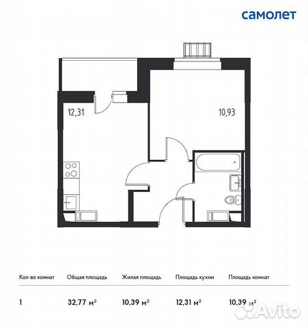 1-к квартира, 32.8 м², 12/13 эт. 1-к квартира, 32.8 м², 12/13 эт.