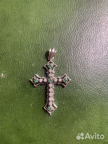 Подвеска крест золото бриллианты изумруды Подвеска крест золото бриллианты изумруды