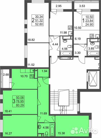 3-к квартира, 80.3 м², 6/8 эт. 3-к квартира, 80.3 м², 6/8 эт.