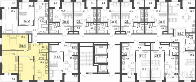 3-к квартира, 79.4 м², 6/25 эт. 3-к квартира, 79.4 м², 6/25 эт.