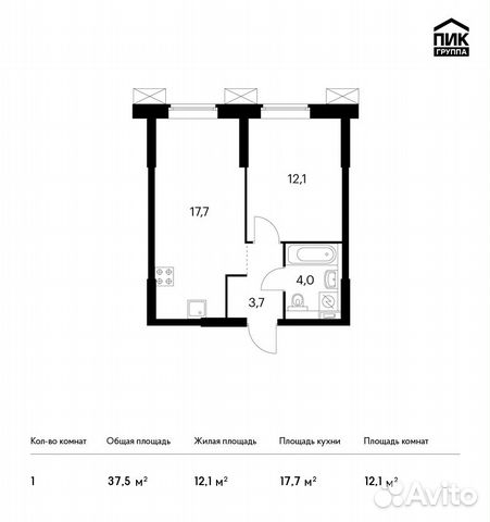 1-к квартира, 37.5 м², 19/28 эт. 1-к квартира, 37.5 м², 19/28 эт.