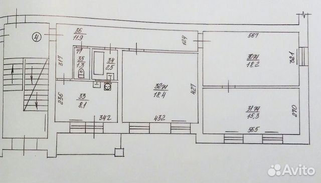 3-к квартира, 75 м², 1/3 эт.