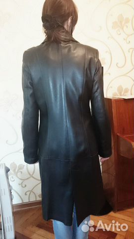 Плащ кожаный новый черный