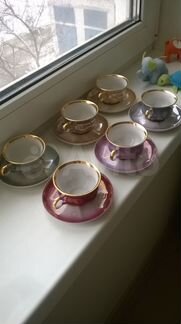 Фарфор Коростень СССР Кофейный набор перламутр