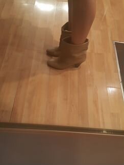 Сапоги кожаные бежевые р.41