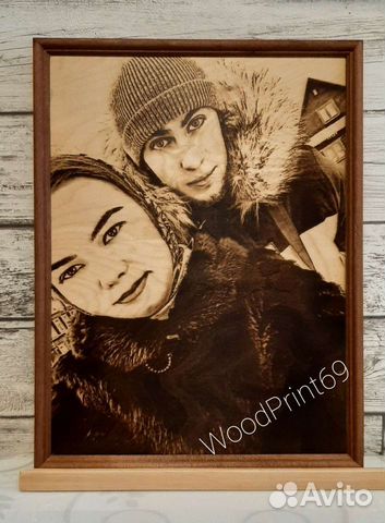 Портрет по фото выжженный на дереве