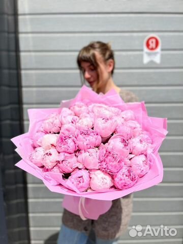 Пионы розовые, букет, цветы