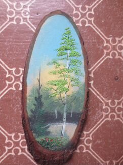 Картина на срезе дерева