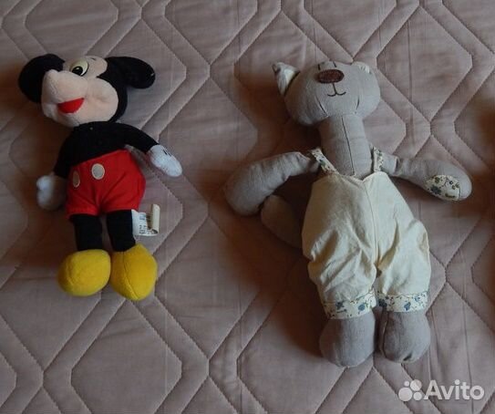 Б/у мягкие игрушки: Микки-Маус, кот