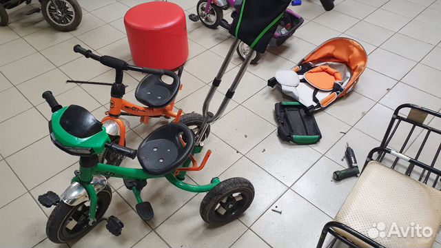 Ремонт детского трех колесного ведосипеда,запчасти