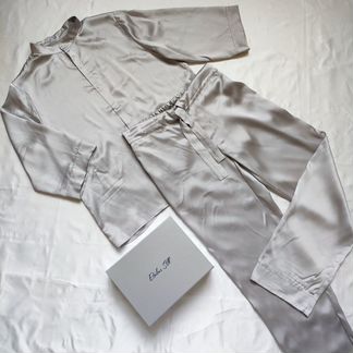 Пижама из натурального шёлка, мужская, серебристая