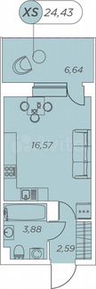 Квартира-студия, 24,4 м², 7/12 эт.