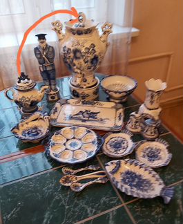 Гжель самовар 50см и др. авт.работы