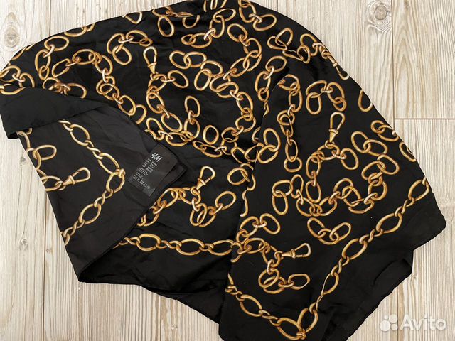 H&M Платок черный с цепями 80х80