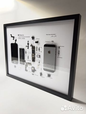 Картина разобранный iPhone 5s в рамке инсталляция