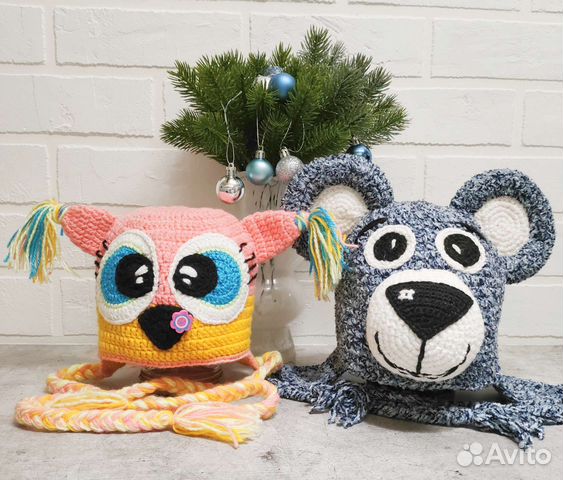 Шапки вязаные детские новые, весна, ручная работа