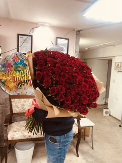 Цветы букеты 101 роза 80 см