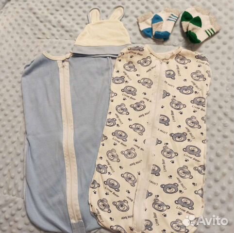 Пеленки-кокон, шапочка и носочки